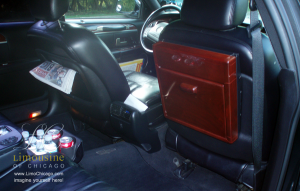 Town Car back seat with table interior